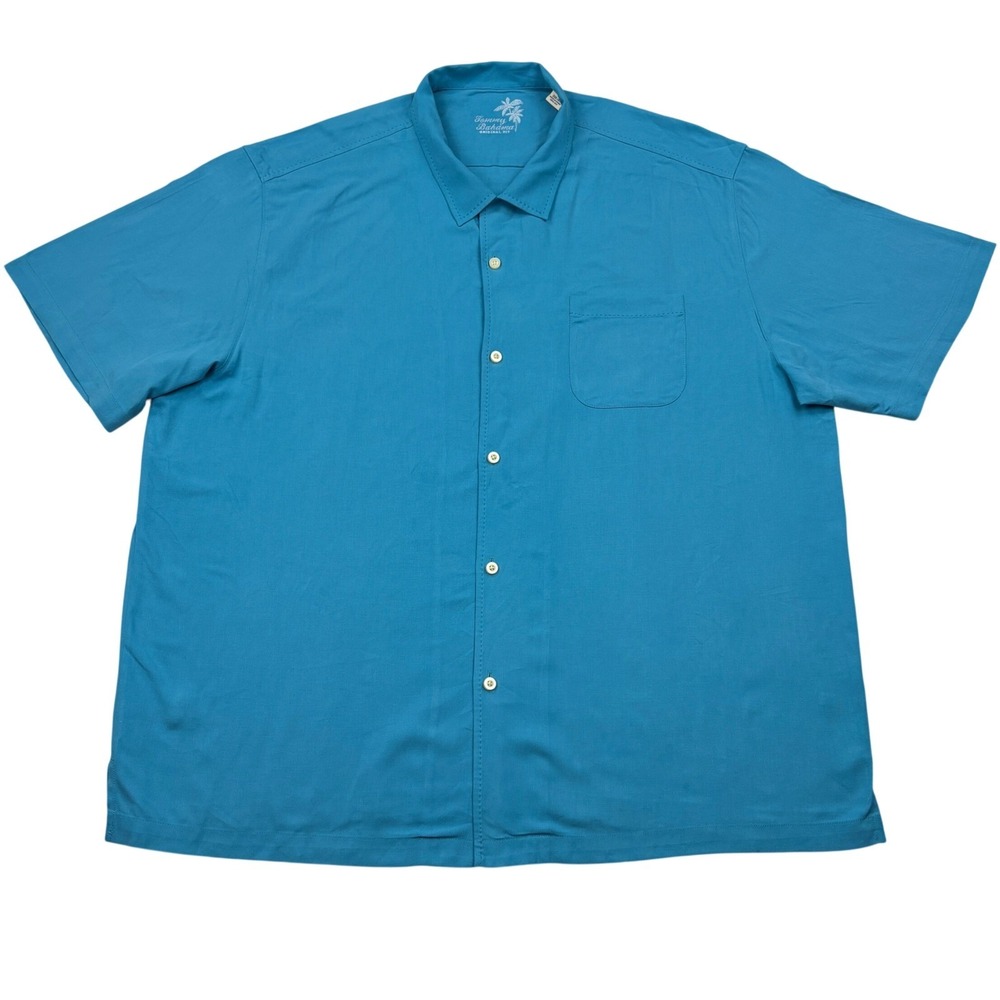 Tommy Bahama Camp Shirt Mens 3XL Aqua Blue 100 Silk Catalina Twill T312827
